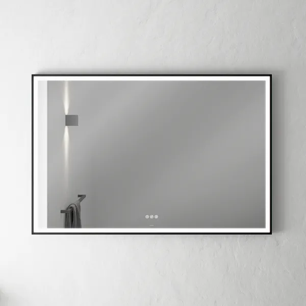 Pulcher Soho Mirror PSM-1280 - 120x80 cm. spejl m/lys og lysstyring, Matsort ramme