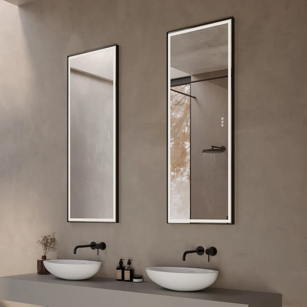 Pulcher® Soho Mirror PSM-1453 - 140x53,5 cm., spejl m/lys og lysstyring, Matsort ramme